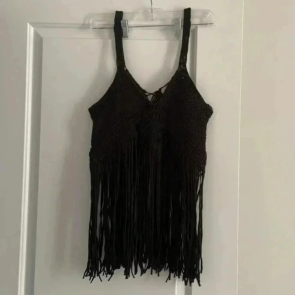 Fringe Black Top - Picture 3 of 6